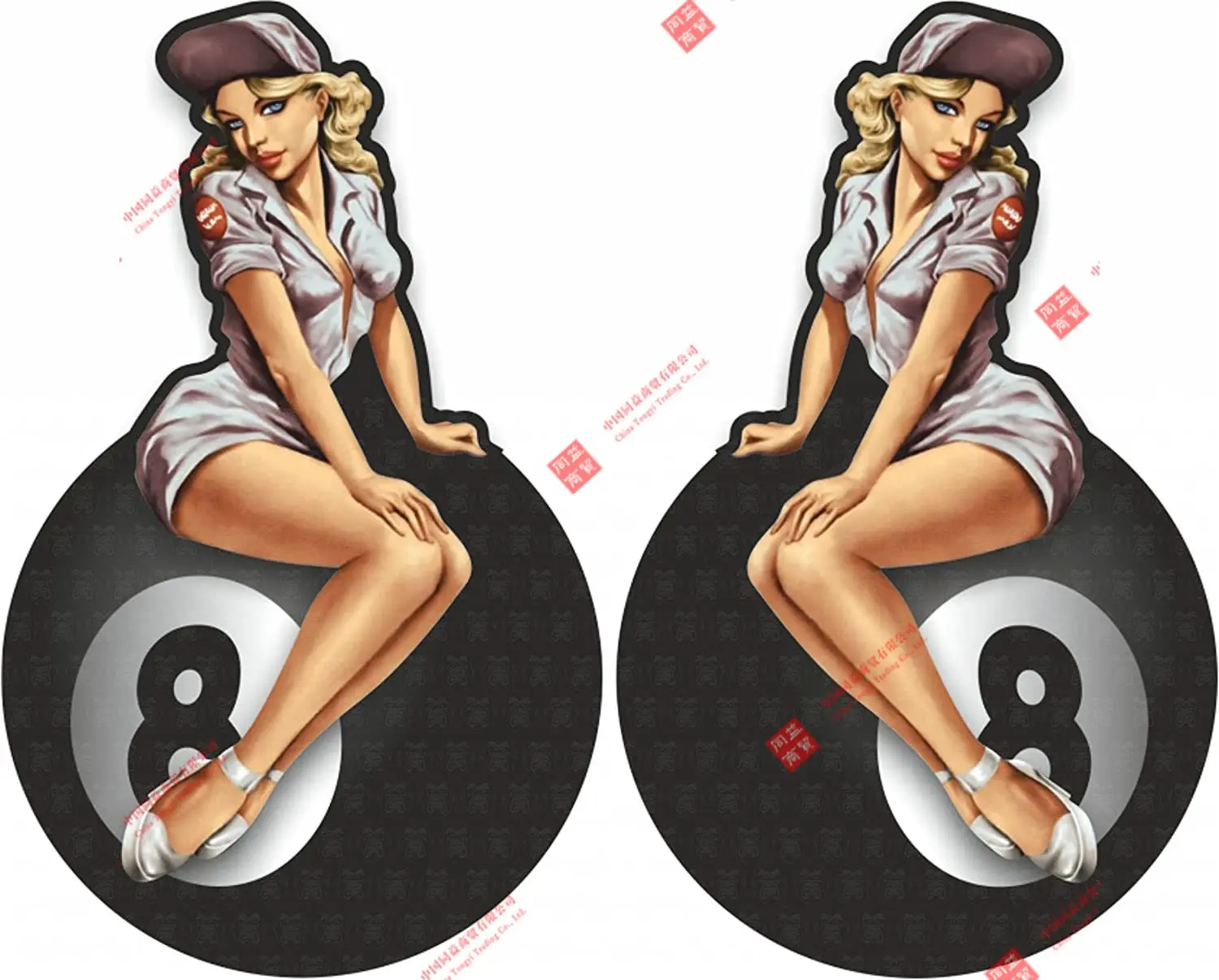 Personality 2 X 8 Ball Stickers Each  Eightball Billiard Ball Old School Hot Rod Tuning Vintage Retro Pinup Girl