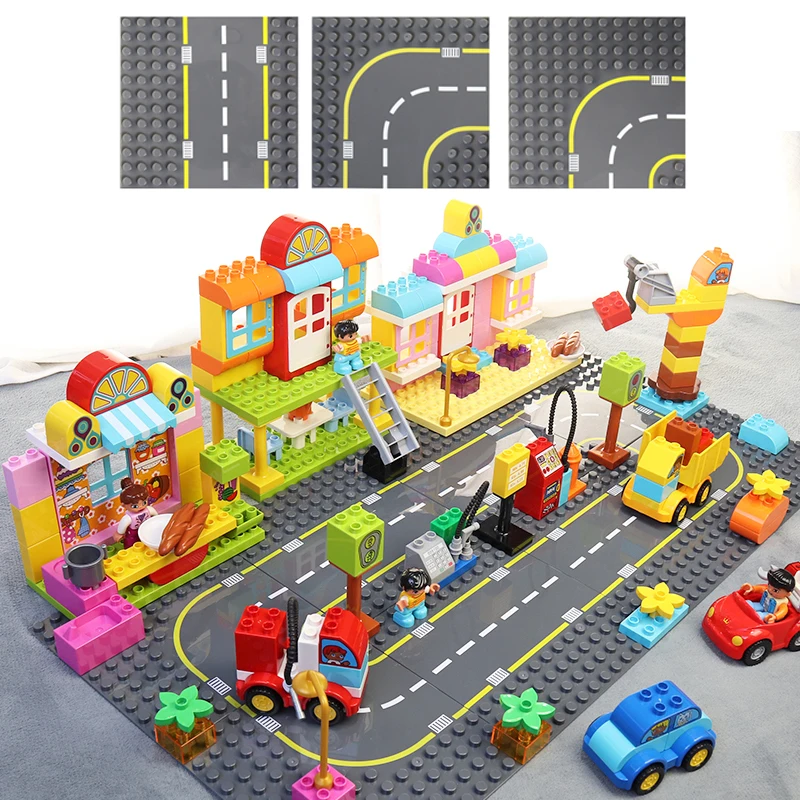 Big Particles Building Blocks City Construct Road Street Base Plates Sets Diy Bricks Accessories Educational Toys For Children