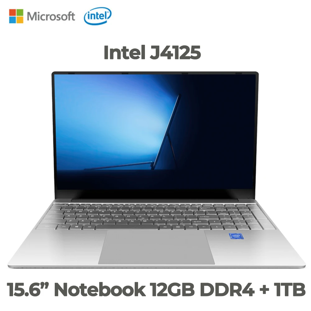 Mais barato 15.6 Polegada portátil intel celeron j4125 12gb ddr4 1tb ssd windows 10 pro portátil para estudantes notebook de escritório wifi