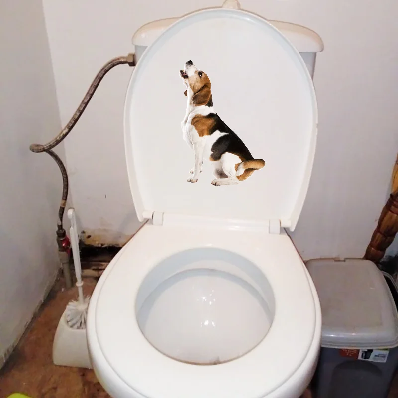 YOJA 17.6×23.9CM Real Shot Cute Beagle Home Living Room Wall Decor Funny Animal Toilet Stickers T1-3099