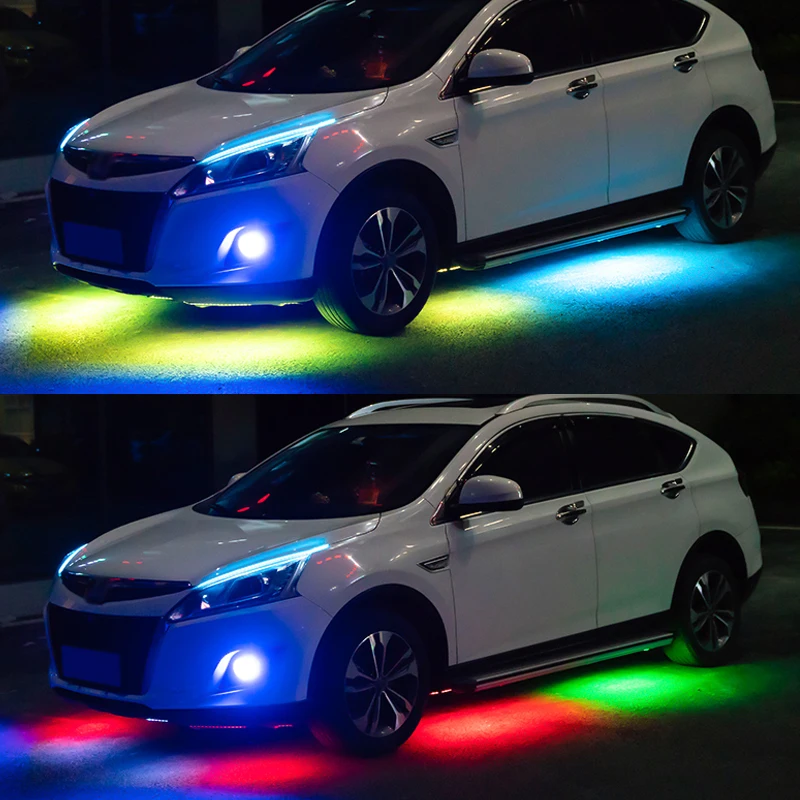 Car Underglow Neon Accent LED Strip Lights App Control RGB Auto Exterior Underbody Decorative Ambient Atmosphere Lamp