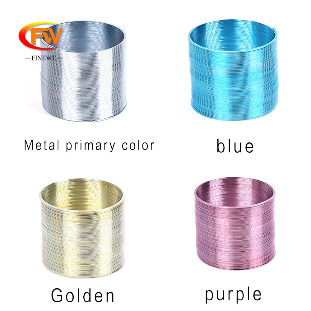 Funny Metal Rainbow Slinkys Metal Colored Coil  Nostalgic Go Down The Stairs Walking Magic Spring