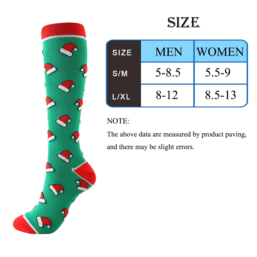 Elk Compression Socks Unisex Christmas Tree Hat Socks Relieve Muscle Fatigue Varicocele Outdoor Sports Skiing Running Cycling