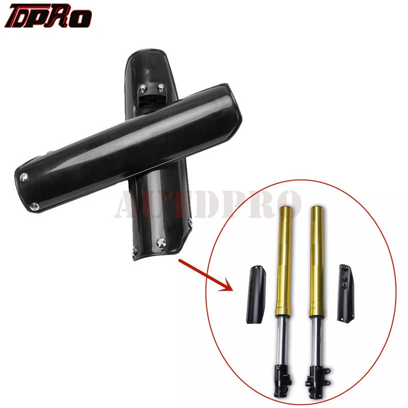 TDPRO 250mm Black Front Forks Guards Plastics Covers Outer Protective Cover For Motorcycle Pit Dirt Bikes Thumpstar Atomik SSR