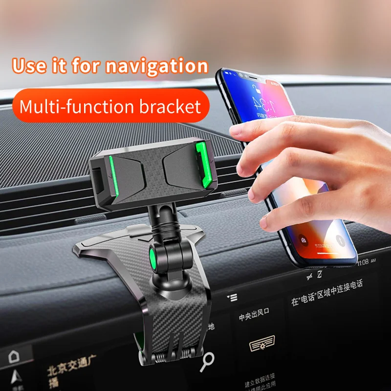 iBudim Dashboard Car Phone Mount Universal Mobile Phone Clips for Car Rearview Mirror Sun Visor Phone Holder Stand GPS Support