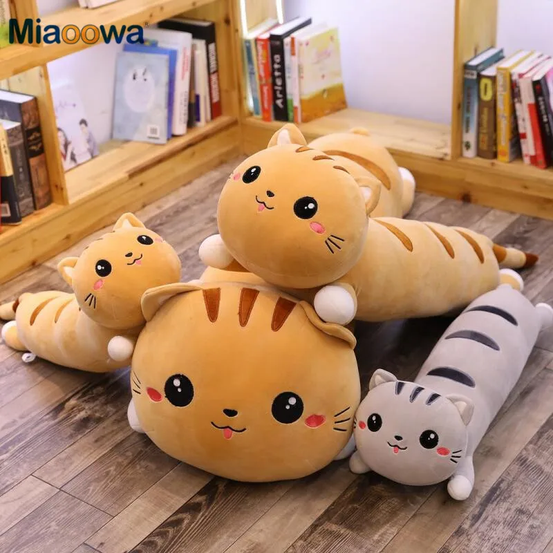 130cm Cute Soft Long Cat Pillow Plush Toys Stuffed Pause Office Nap Pillow Bed Sleep Pillow Home Decor Gift Doll for Kids Girl