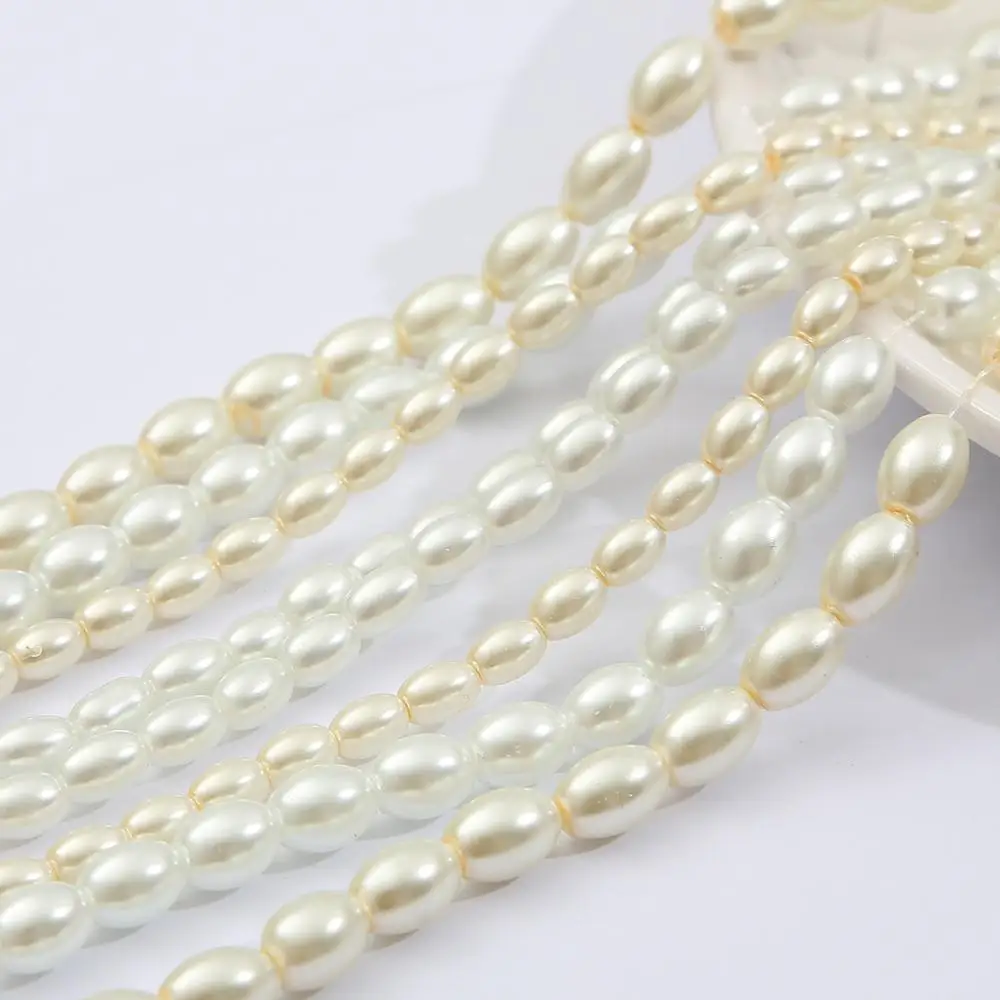 4x6/6x8mm Oval Shape Glass Imitation Pearl Beads Loose Spacer Beads for DIY Necklace Earring Bracelet Jewelry Making Garment