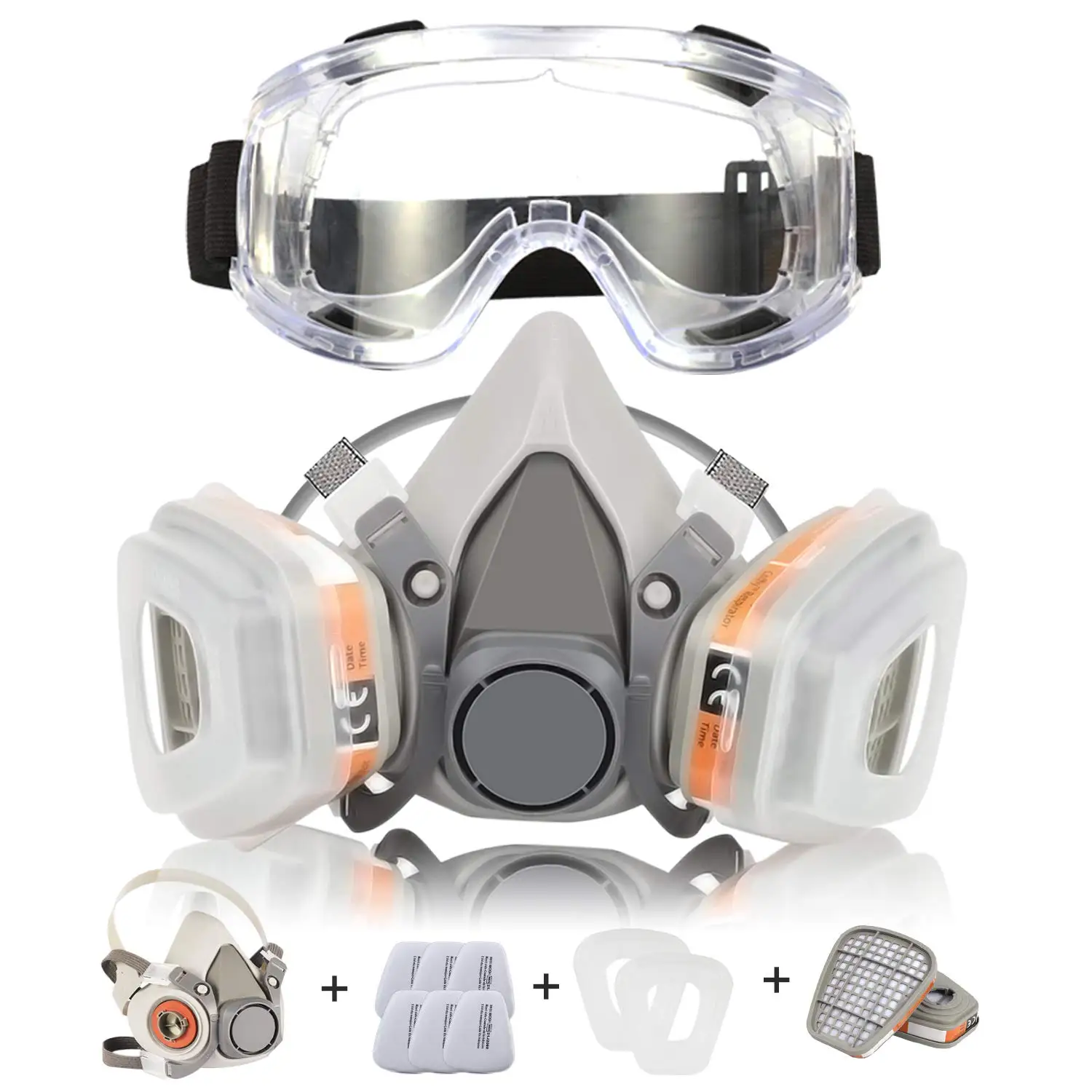 

Reusable Breathing Protection Against Dust 6200 Respirator Mask Half Facepiece Gas Mask Safety Glasses Organic Vapors Pollen