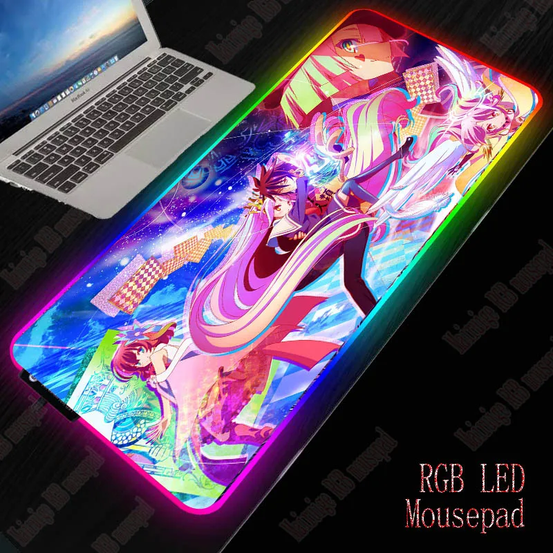 

XGZ No Game No Life Gaming Mouse Pad RGB Large Mouse Pad Gamer Anime Mouse Mat Computer Mousepad Led Backlight Keyboard Desk Mat