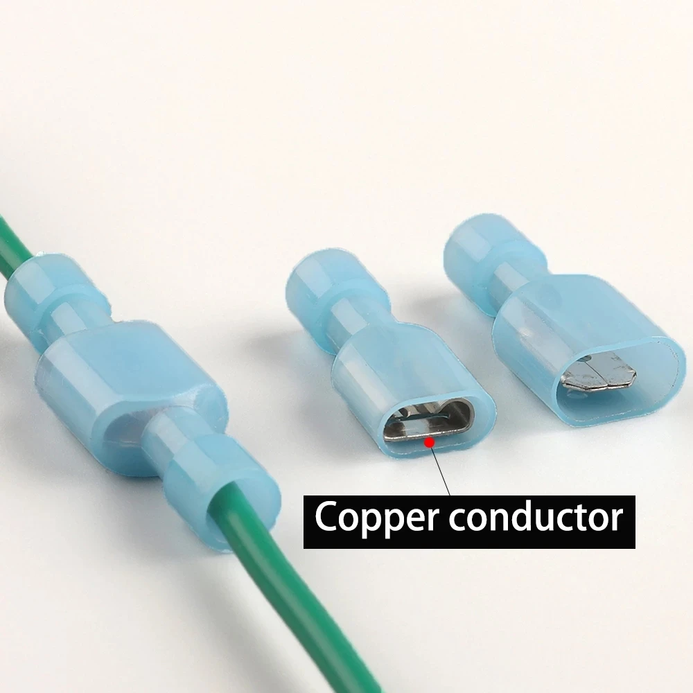 50PCS Nylon Fully Insulated Spade Female+ Male Electrical Crimp Terminators Terminals Crimp Wire Cable Connectors