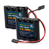 Melasta 2pack 4.8V 2000mAh NiMH RC Receiver Battery for Futaba Airplane Aircraft Servo Controller Radio Transmitter Rechargeable