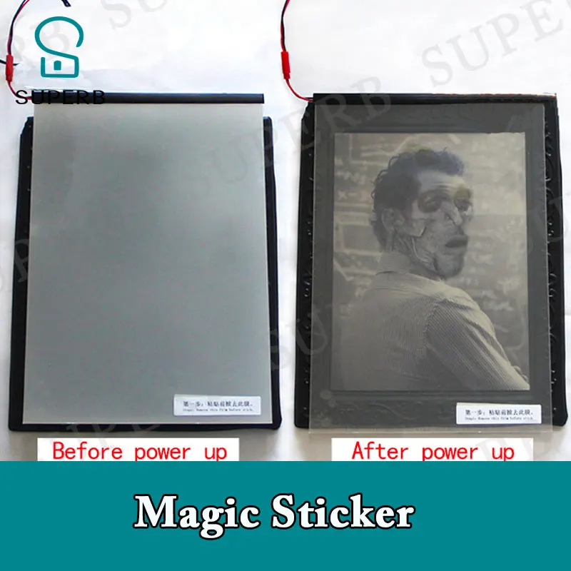 Superb escape room props magic sticker power on the stick to make it transparent show the hidden clues behind the magic sticker