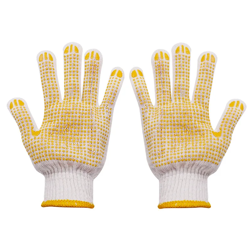 High quality A pair Cotton yarn PVC Anti slip gloves Wearable Work gloves for Construction Cleaning Moving goods and Driving