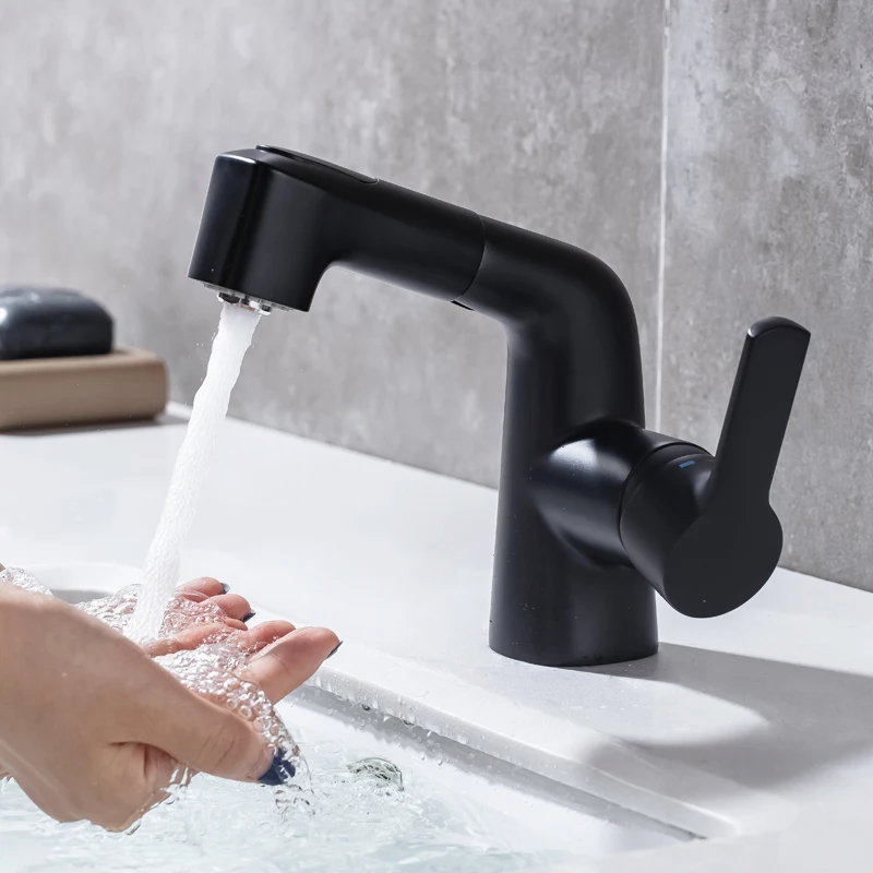 Pull Out Bathroom Basin Sink Faucet Rinser Sprayer Gargle Brushing Mixer Tap Cold And Hot Wash Basin Water Faucets