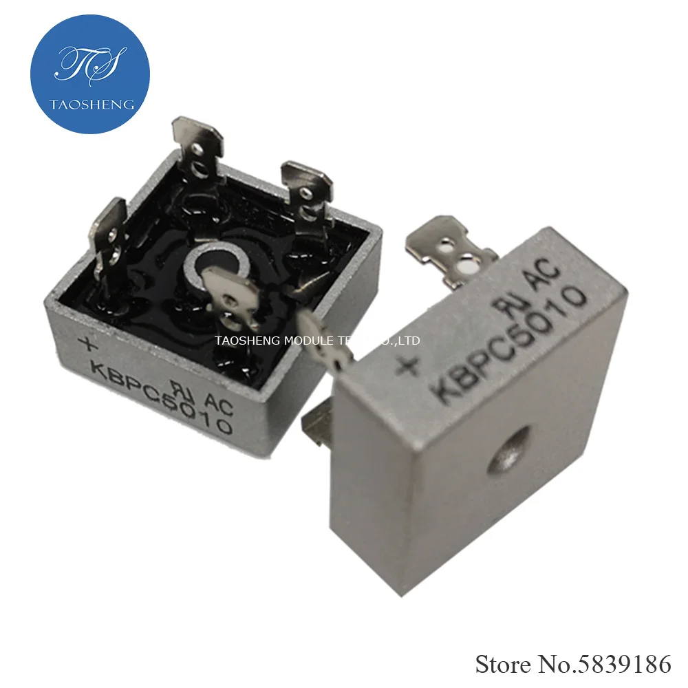 1PCS KBPC5010T  Single Phase Rectifier Bridge Stack  50A 1000V