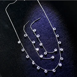 Simple 925 Sterling Silver Shiny Multi-Zircon Pendant Necklace Set Choker Circularity Pendant Gift For Fashion Woman NK047