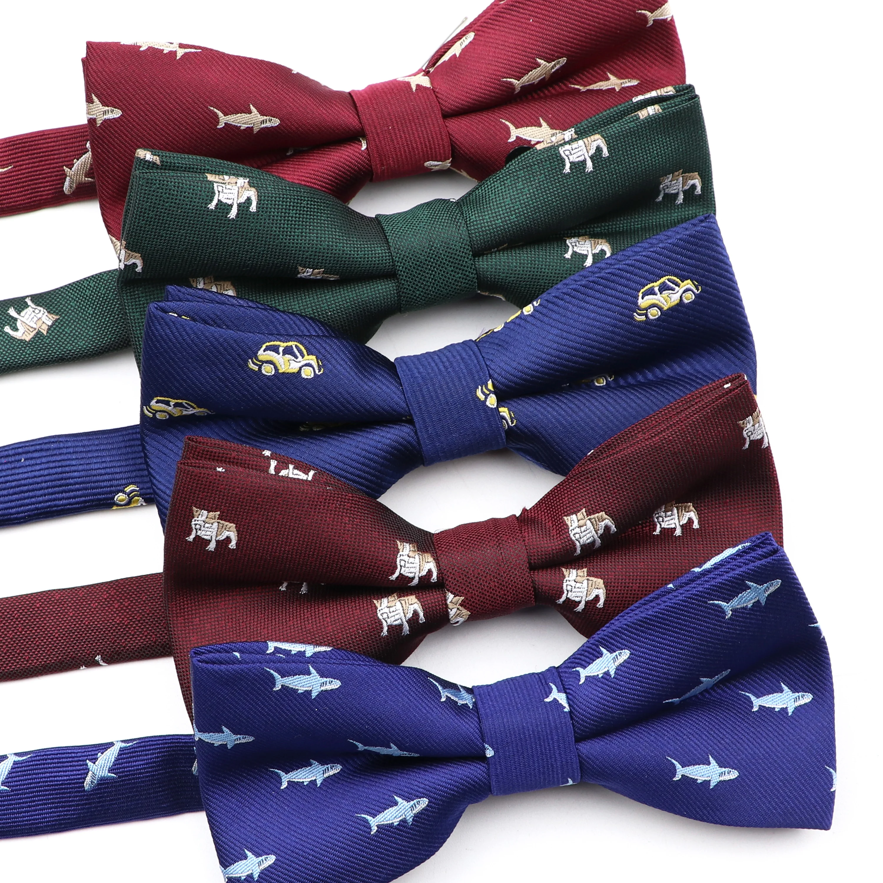 New Jacquard Woven Bow Tie For Men Child Animal Insect Shiba Inu Bowtie Wedding Party Casual Polyester Butterfly Cute Gift