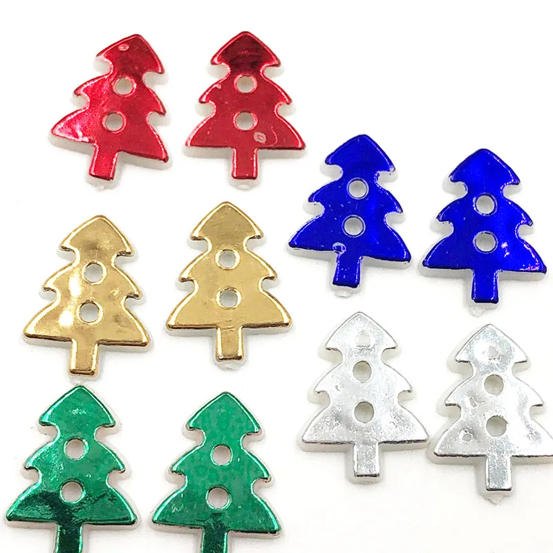 100PCS 17x13MM Christmas Tree 2 Holes Plastic Buttons Children's Apparel Sewing Accessories DIY Scrapbooking Crafts PH335