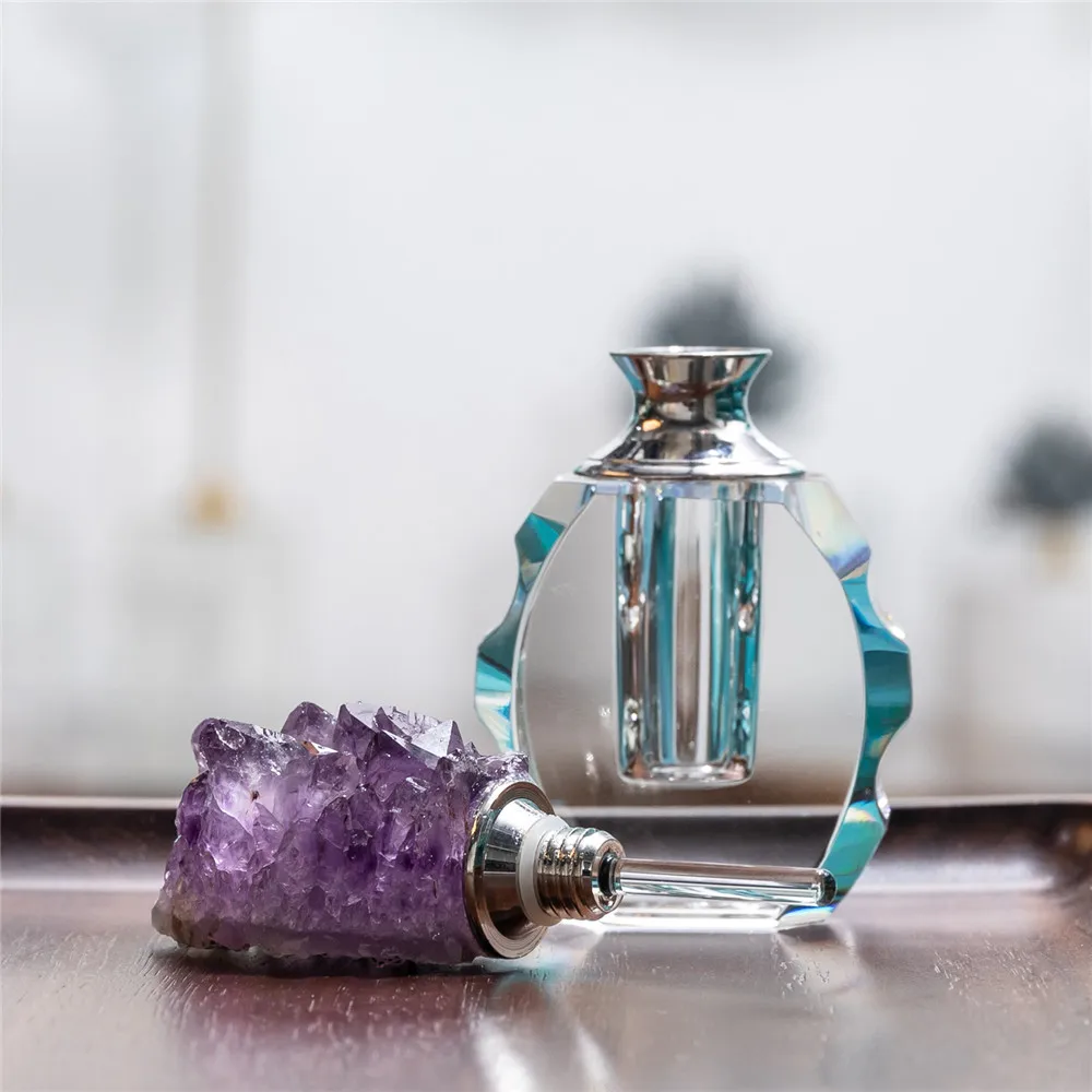 1pcs Natural Stones Amethyst Cluster Perfume Bottles Women Home Decor On The Dressing Table