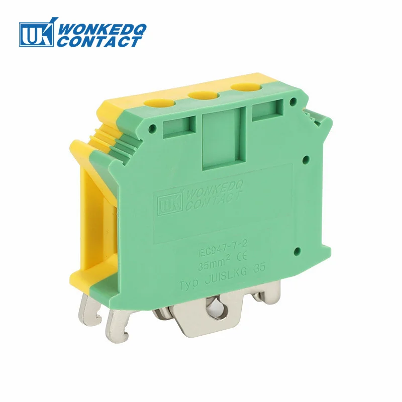 UISLKG-35 Ground Din Rail Terminal Block, 35mm²/2AWG Installation Screw Electric Wire Connector, Earth Grounding UISLKG35