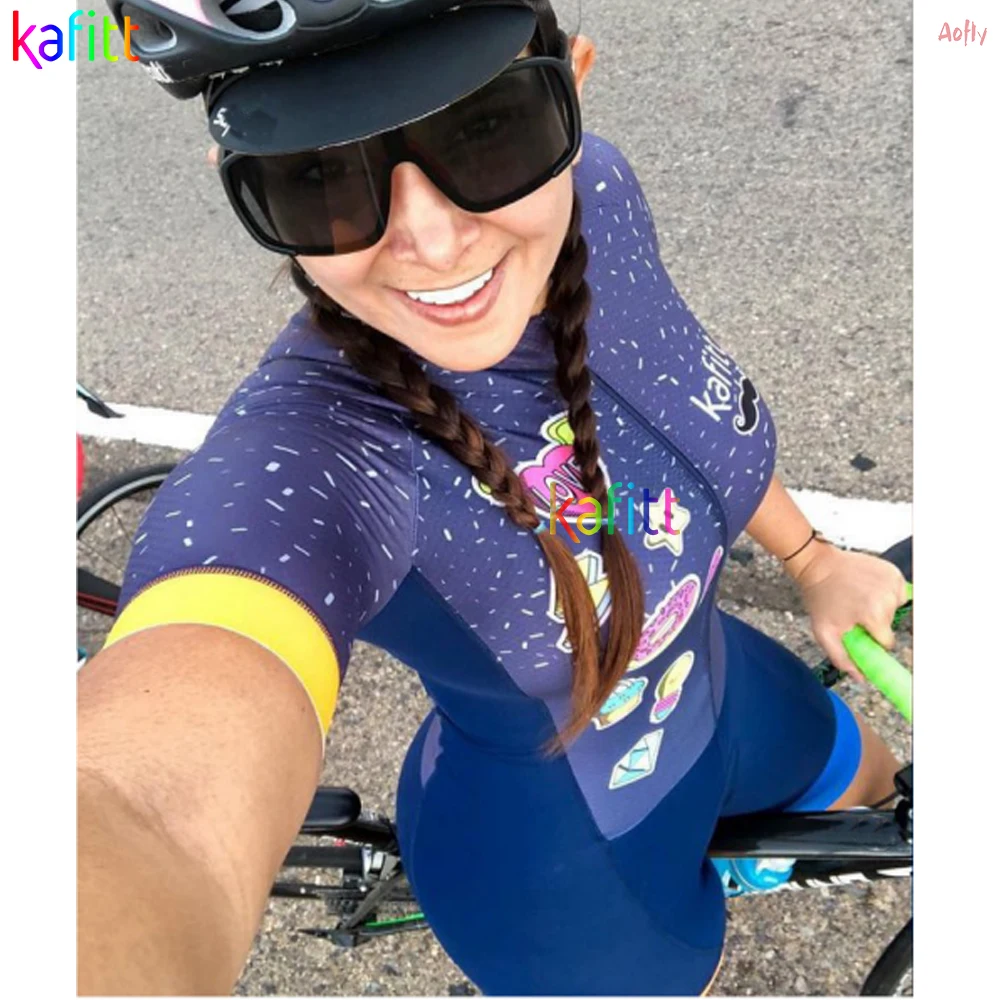 Kafitt Women's Cycling Jumpsuit Overalls Little Cyclist Monkey Wardrobe Style Ladies Sports Female Bike Suit Shorts With Gel