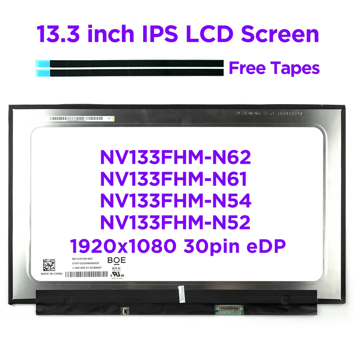 ips tela do laptop lcd nv133fhm n62 nv133fhm n61 n54 n52 lp133wf4 spa1 lq133m1jw15 e matrix display fhd1920x1080 30 30pins edp 133 01