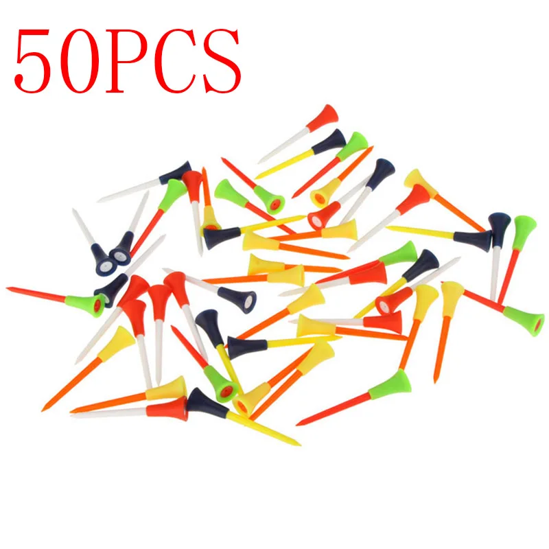 50 قطعة متعدد الألوان 8.3 سنتيمتر البلاستيك دائم المطاط جولف تيز وسادة علوي كرة جولف حامل إكسسوارات الغولف