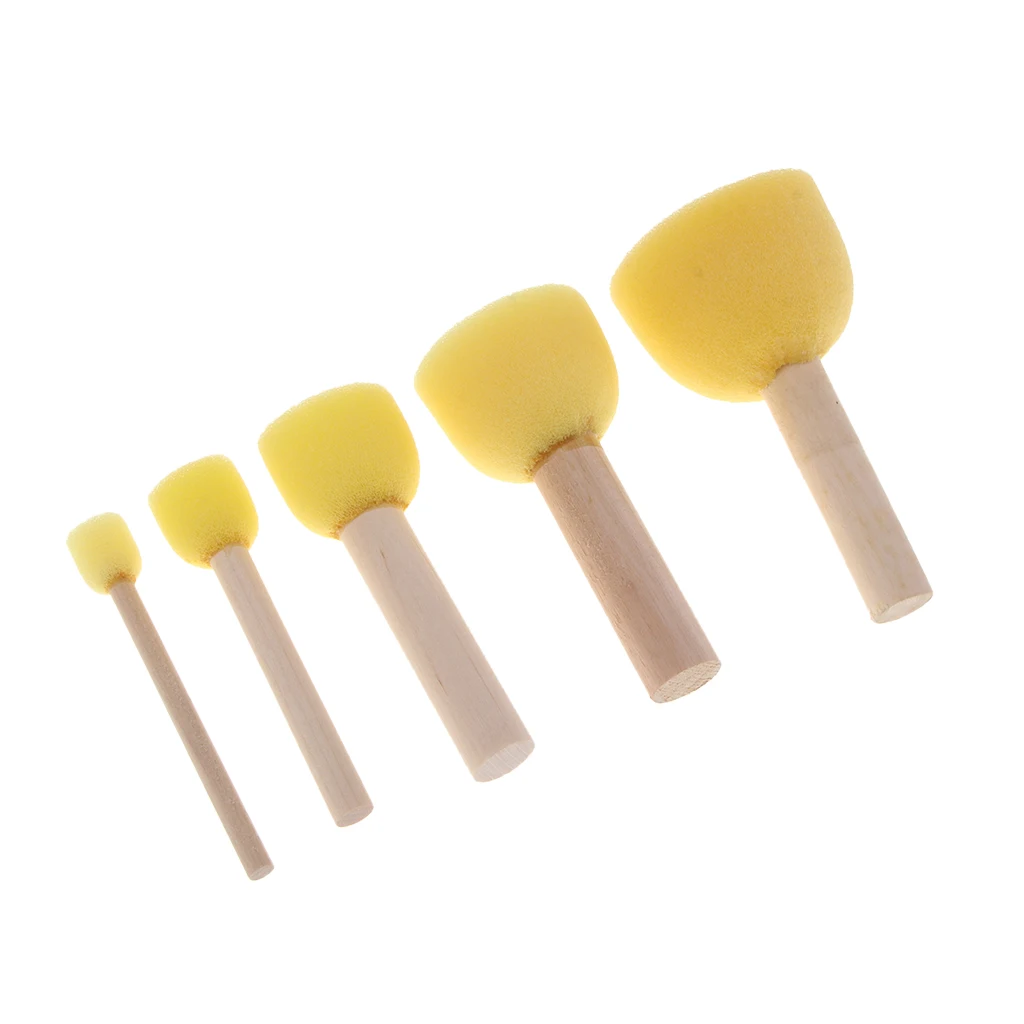 5 Pieces Sponge Stippler Dabber Paint Brushes Foam Brush for Stencils Creating Texture Craft Art Kids Painting Tools