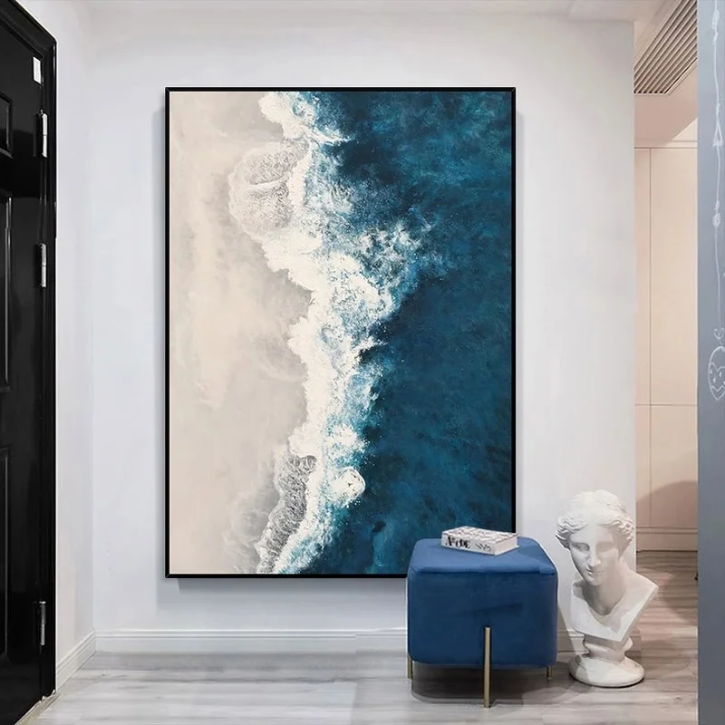 Blue Ocean Beach Landscape Let You Calm Down Canvas Painting Poster Prints Wall Art Picture for Living Room Home Decor Cuadros