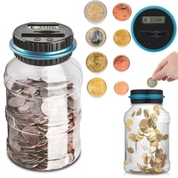 1.5L Piggy Bank Counter USD EURO GBP Money Coin Electronic Digital LCD Counting Coin Money Saving Box Jar Coins Storage Box