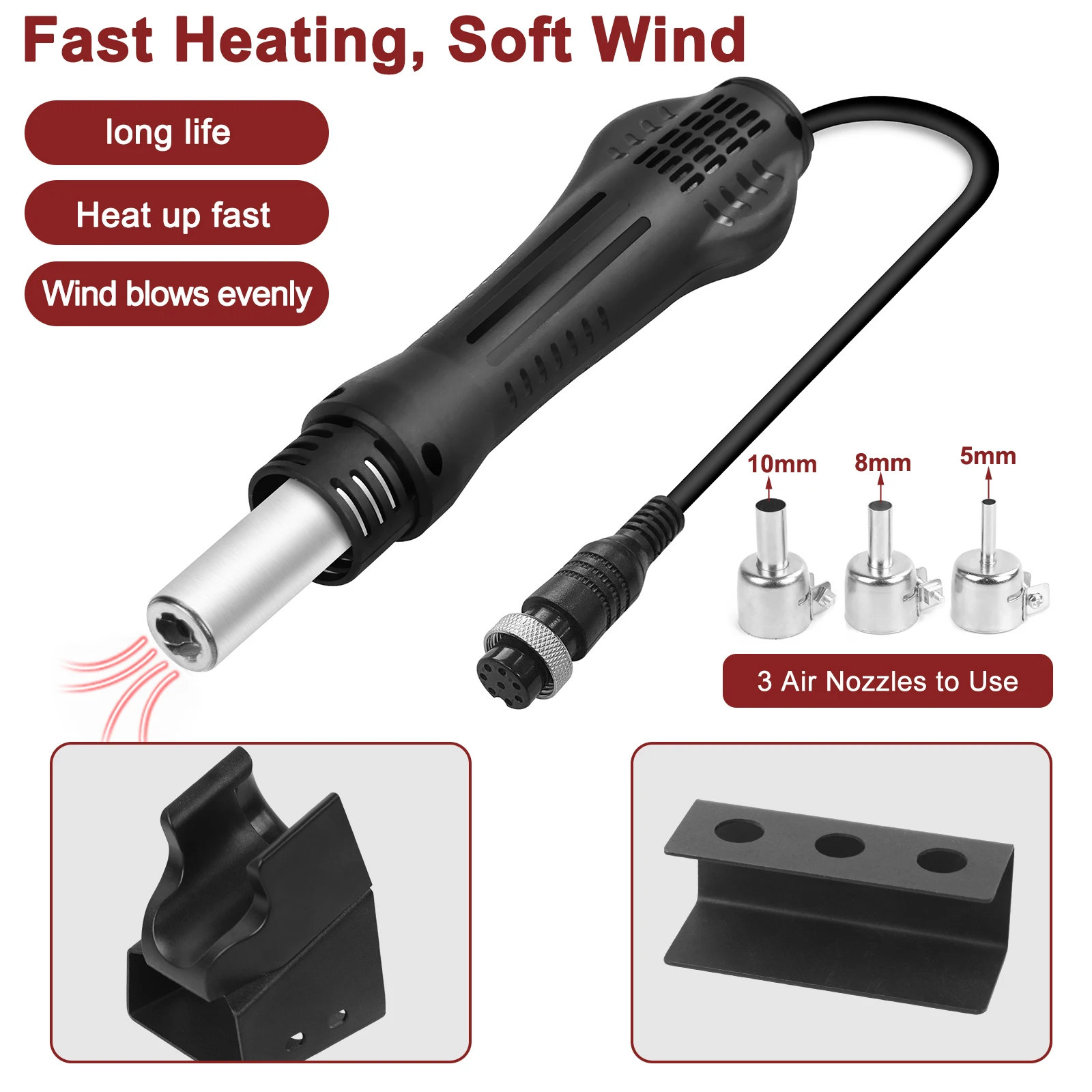 NEWACALOX Hot Air Gun Kit 8858 Micro Rework Soldering Station LED Digital Hair Dryer For Soldering 700W Heat Air Welding Repair