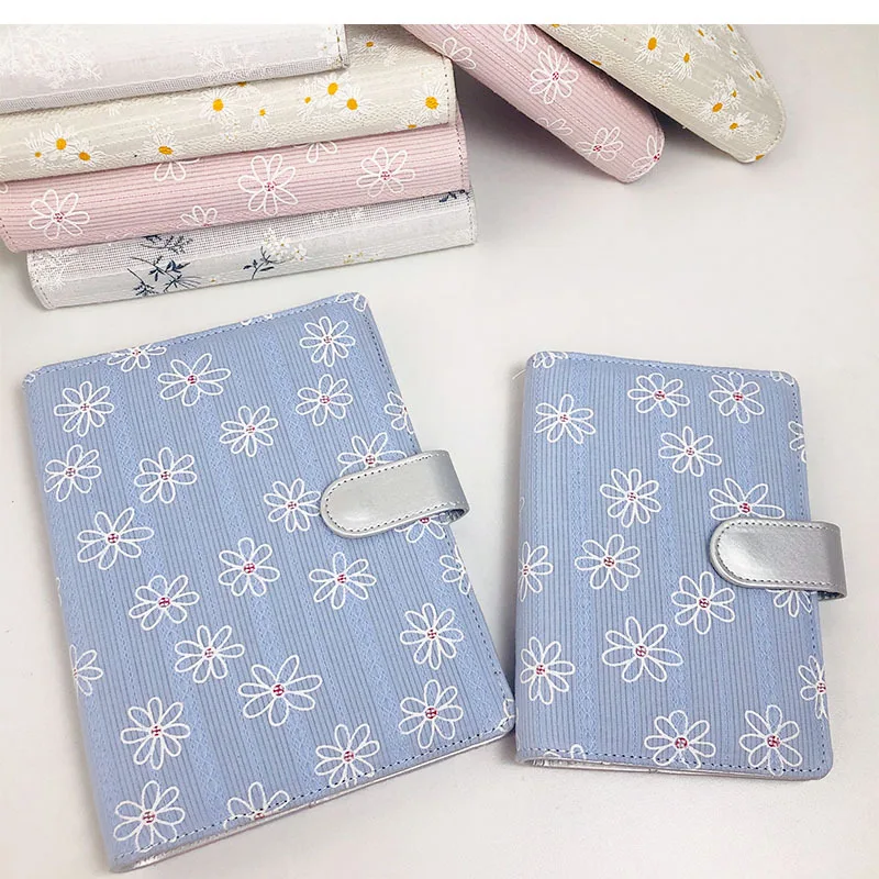 A6 Original Japanese plain color elegant and clean hand book embroidery broken flower hand book loose-leaf notebook diary