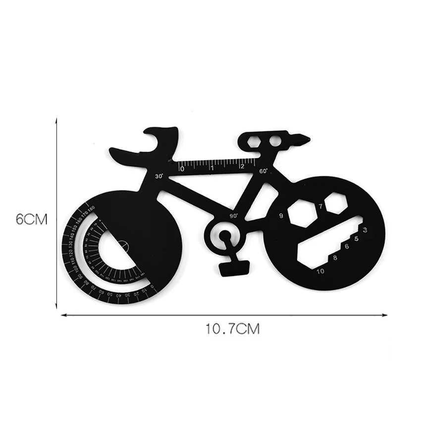 7 in 1 Pocket EDC Bicycle Shape Multitool Card apribottiglie chiave strumento di riparazione per esterni regali creativi per uomo, nero