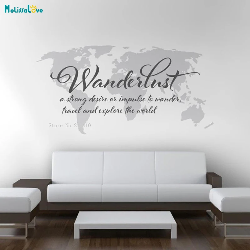 New Design World Map Wall Sticker Large Decals Home Decoration Vinyl Custom Two Colors Murals Removable Gift YT1934