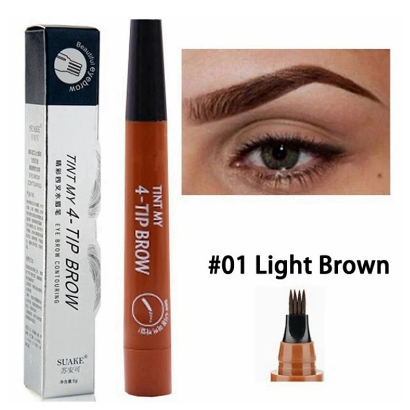 4 Point Microblading Liquid Eyebrow Pen Waterproof Fork Tip Eyebrow Tattoo Pencil Long Lasting Professional Fine Sketch Free shi