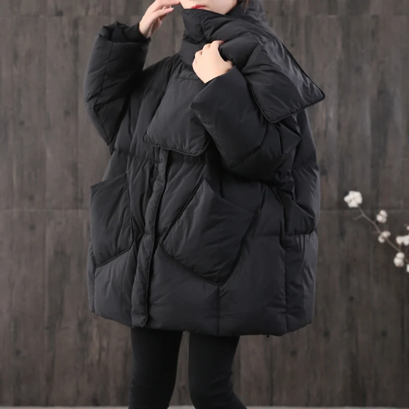 90% white duck down coat winter duck down scarf style coat thicker warm great quality bat sleeve oversize warm coat F214