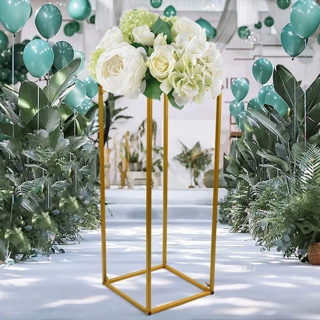 

60cm tall)Wedding Flower Stand Flower Rack Vase Column Stand Geometric Metal Gold Centerpiece for Wedding Party Table Decoration