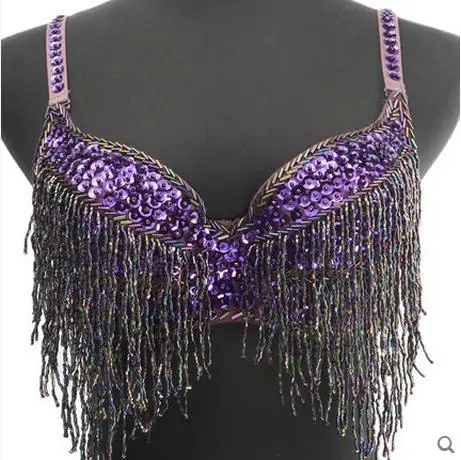 Belly dance costumes senior sexy sequins tassel beads belly dance bra for women belly dancing bra tops