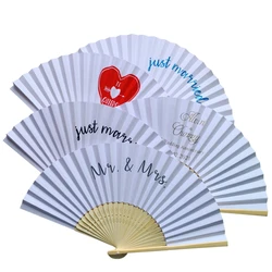 60PCS Customized Bamboo Wedding Fans Hand Held Birthday Party Gift Favors With Bride & Groom's Names or Photo Printed