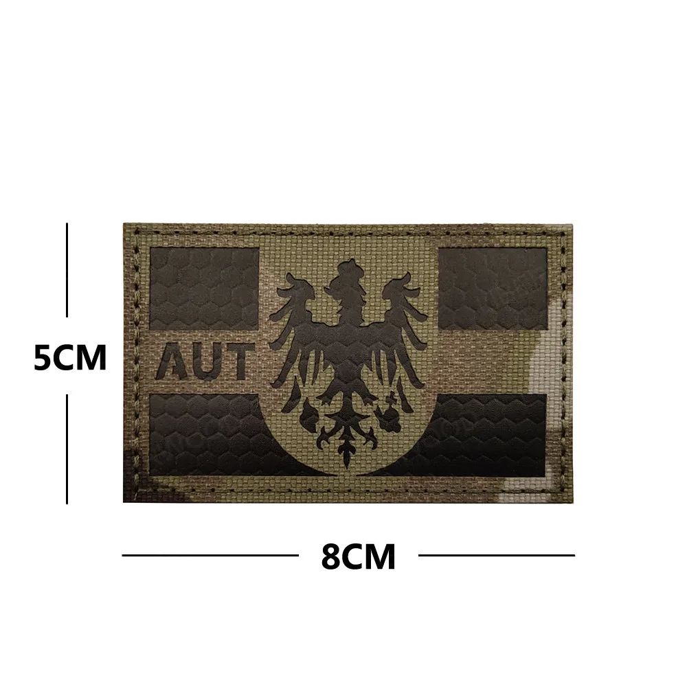 LIBERWOOD Austria Flag Embroidered Military Shoulder Applique Austrian AUT Emblem IR Reflective Patch Tactical Badge