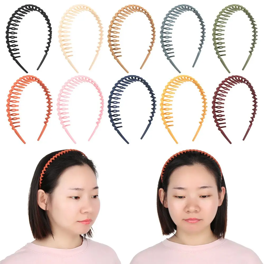 

Solid Color Non-slip Hair Band Resin Wash Face Headband Frosted Headband Wave Toothed Hair Hoop Hair Comb Hair Bands