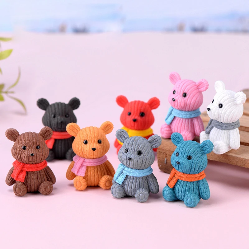 Mini Teddy Resin Bear Accessories Doll House Decoration Miniature Bear Model Dollhouse Toys For Kids Baby Shower Toys Gift