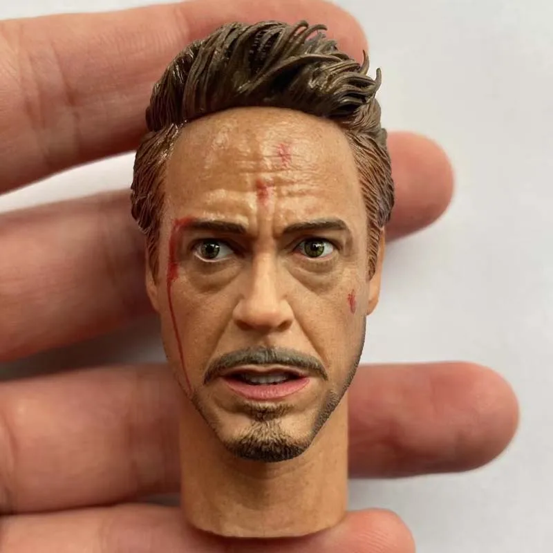 

1/6 Scale Wounded Tony Stark Head Sculpt Endgame Mk85 Robert Downey Head Carving Model Action Figure Toys