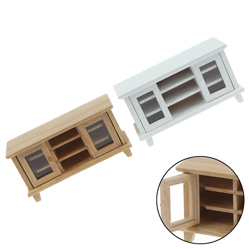 

New Arrival Handcrafted 1/12 Scale Dollhouse Miniatures TV Cabinet Stand Table Wooden Toys Furniture Dolls House