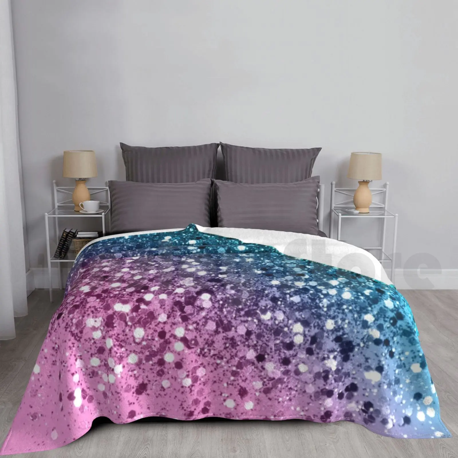 Tropical Beach Lady Glitter #8 #shiny #decor #art Blanket For Sofa Bed Travel Digital Manipulation Color