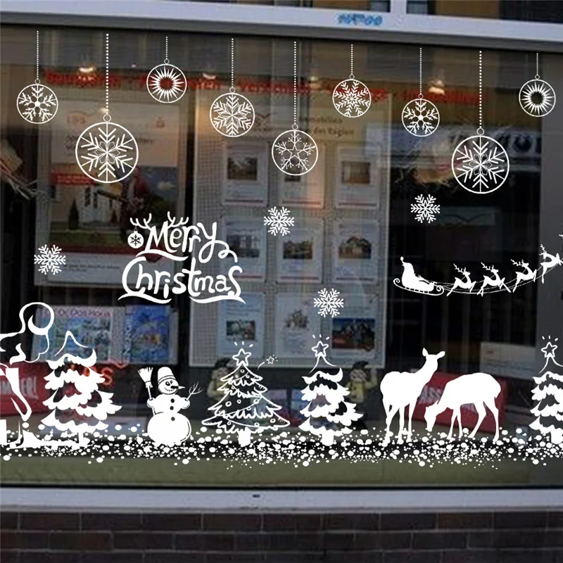 Celebrate Christmas Wall Stickers For Store Office Home Decoration White Xmas Festival Theme Wall Mural Art Diy Window Decals