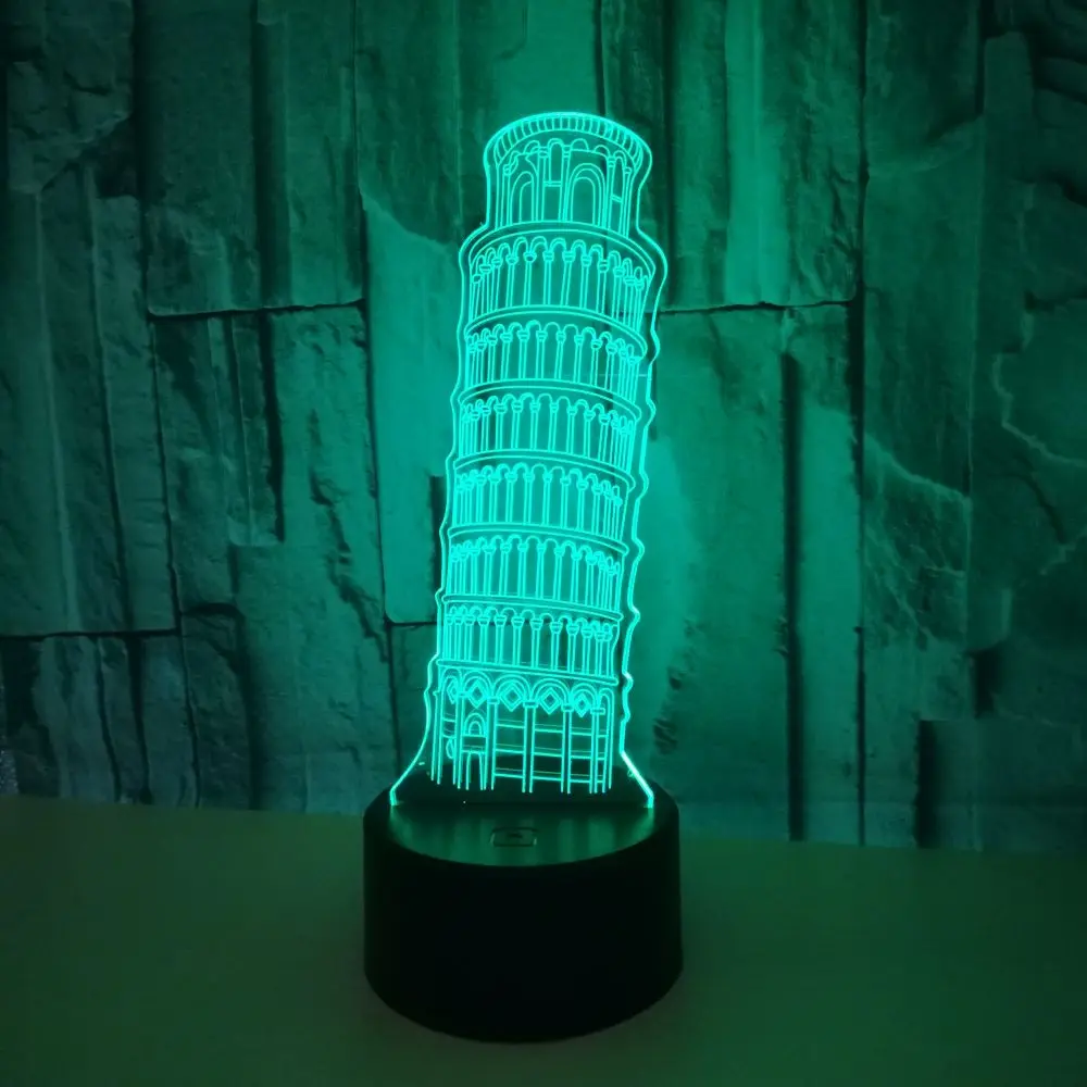 

New 3d Led Light Night Creative Tower Kids Table Lamp Hologram Illusion Bedroom Living Room 7 Colors Usb Led Light Lamps