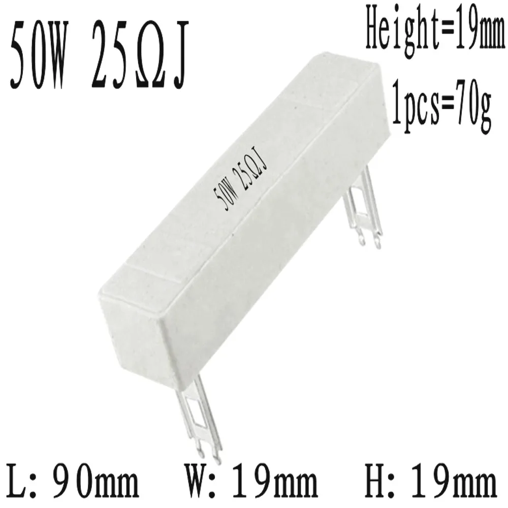 10 Stück 50 W Keramikzement-Hochleistungswiderstand 0,1 ~ 1 K 0,1 0,5 1 1,5 2 2,5 3 4 5 6 8 10 15 20 25 30 50 200 250 300 390 500 Ohm – Detail 5