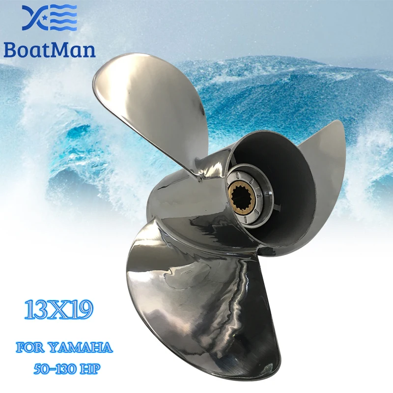 Boat Propeller 13x19 For Yamaha Outboard Motor 50-130HP Stainless Steel 15 Tooth Spline Engine Part  688-45970-03-98