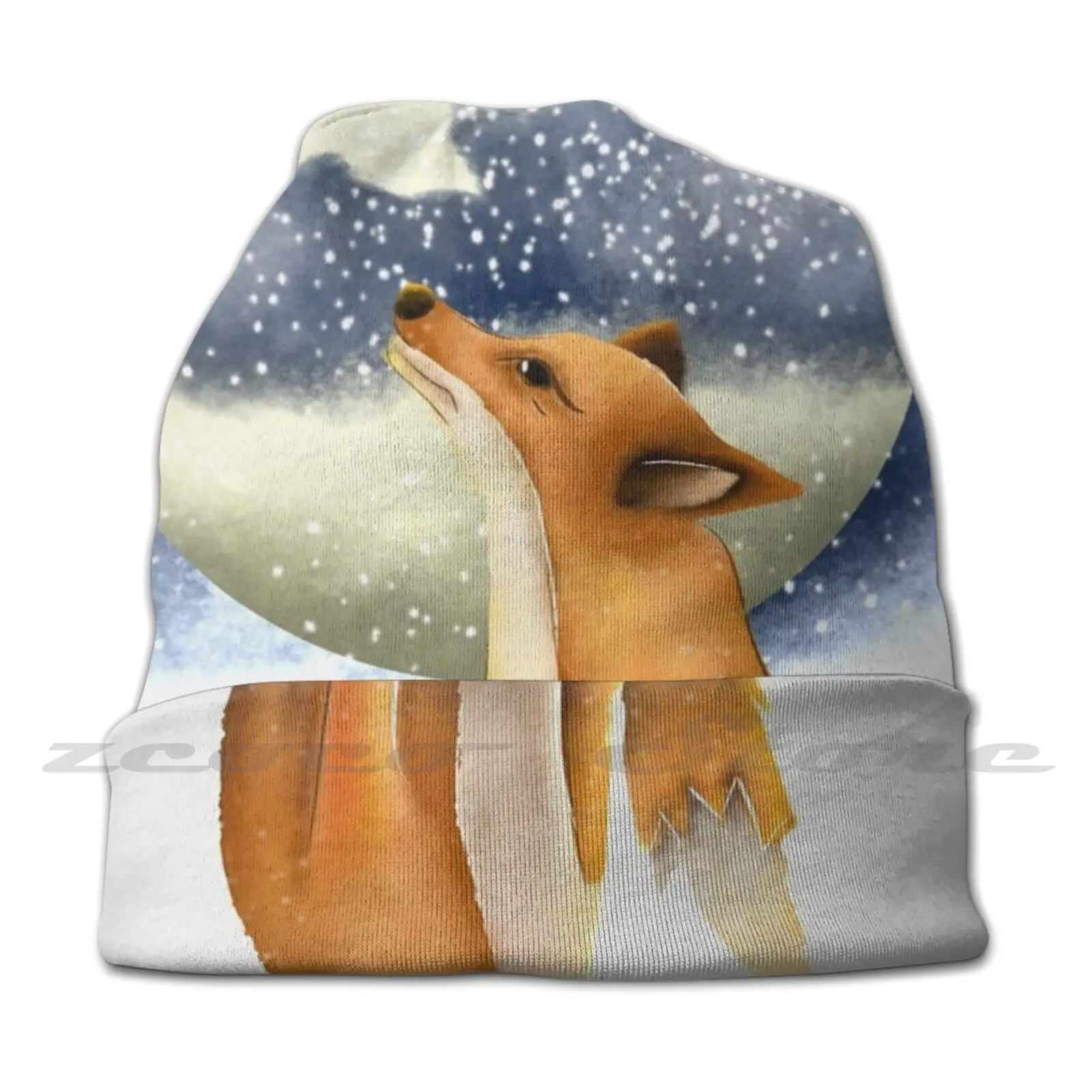 The Fox Illustration Personalized Pattern Knit Hats Plus Size Elastic Soft Cap Fox Fox And The Hound Awesome